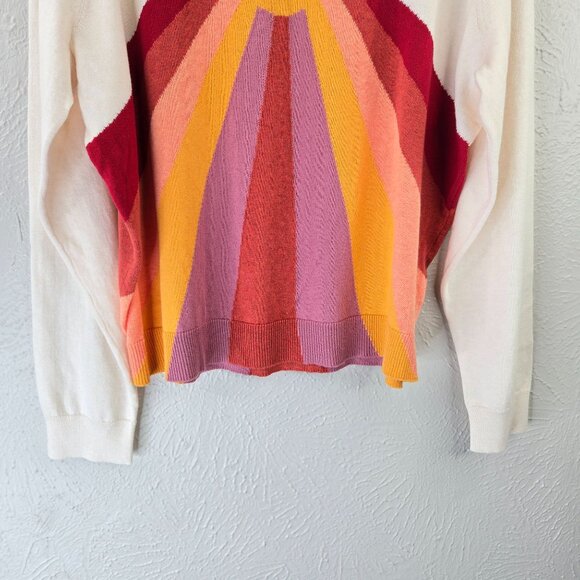 Marine Layer Sunset Pullover Sweater L Colorblock Cotton 70s Retro Long Sleeve - Picture 4 of 14